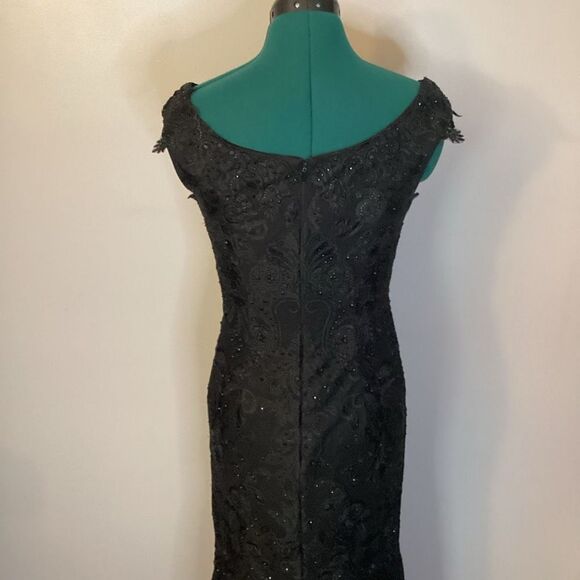 Mon Cheri Black Sparkle Evening Gown Prom Dress Mermaid Skirt with Train Size 4 - Picture 11 of 16